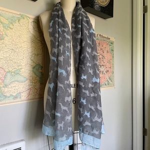 2 Chic Dog Lovers Grey & Blue Lightweight Knit Scarf In All Breeds Mixed Print